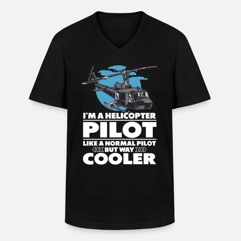 Cool Helicopter Pilot - Männer-T-Shirt mit V-Ausschnitt - Schwarz