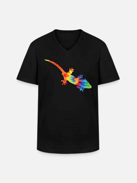 Crested Gecko Tie Dye - Men's V-Neck T-Shirt - black