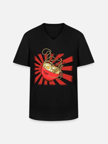 Ramen - T-shirt col V Homme - noir