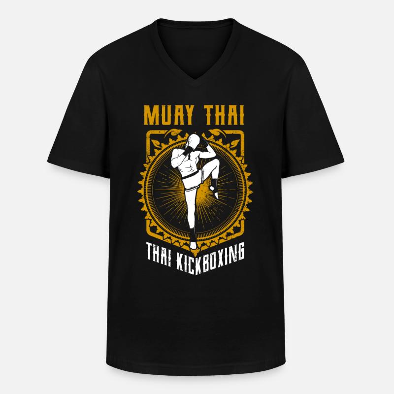 Muay Thai Boxen - Männer-T-Shirt mit V-Ausschnitt - Schwarz