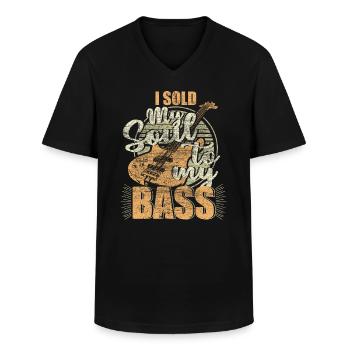 Basse-Guitare Orchestre - T-shirt col V Homme - noir - Devant - AI Model Male 178 dark (178cm)