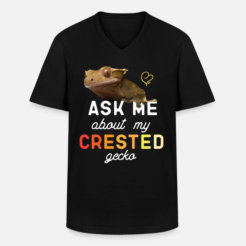 Ask Me About My Crested Gecko - Männer-T-Shirt mit V-Ausschnitt - Schwarz