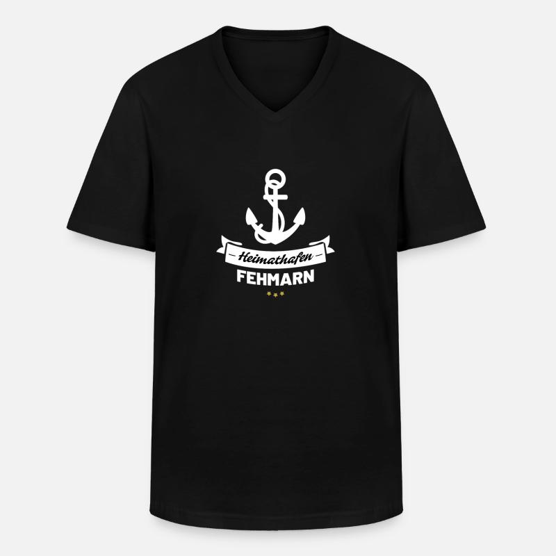 Heimathafen Fehmarn - Männer-T-Shirt mit V-Ausschnitt - Schwarz
