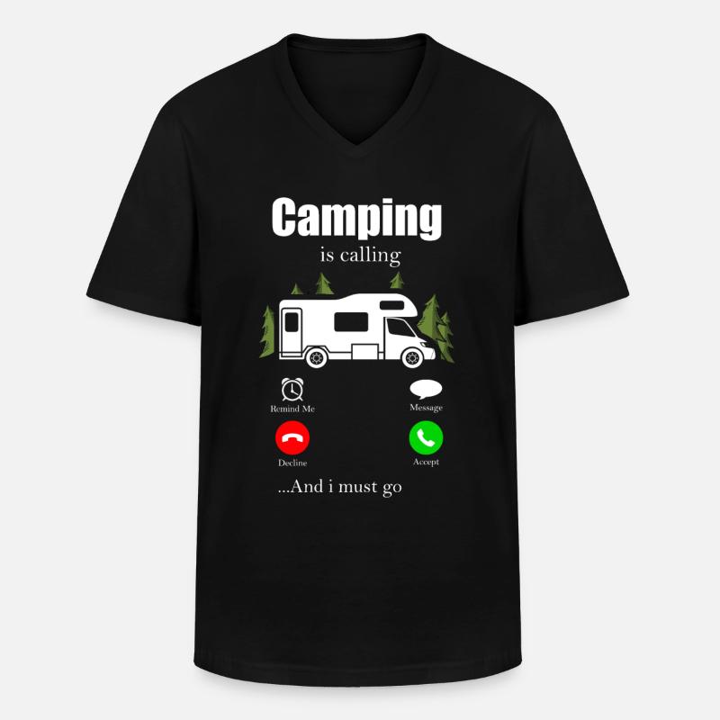 Camping - Männer-T-Shirt mit V-Ausschnitt - Schwarz