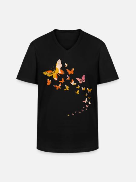 Cute flowers butterfly - Men's V-Neck T-Shirt - black