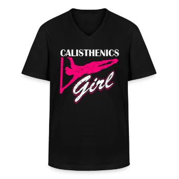 Frauen Sport Calisthenics - Männer-T-Shirt mit V-Ausschnitt - Schwarz - Vorne - AI Model Male 178 dark (178cm)