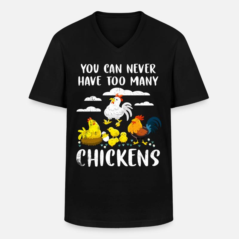 høne - Klassisk herre T-shirt med V-udskæring - sort