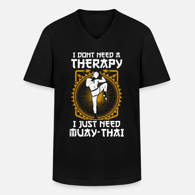 Muay Thai - Männer-T-Shirt mit V-Ausschnitt - Schwarz