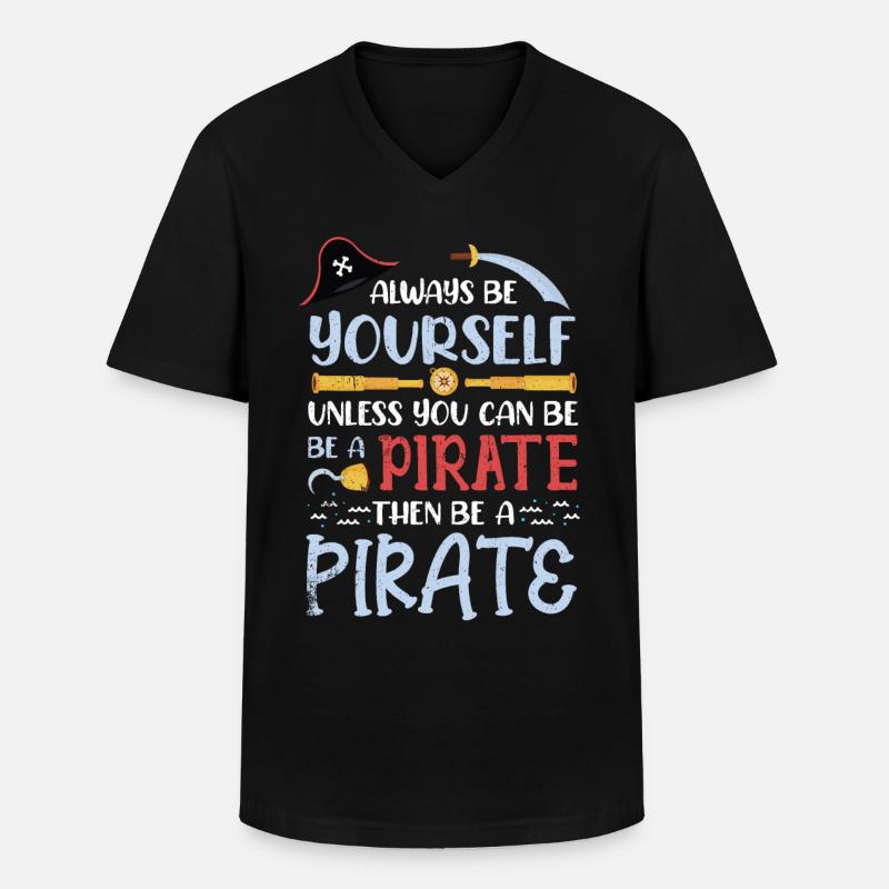 Pirat - Männer-T-Shirt mit V-Ausschnitt - Schwarz