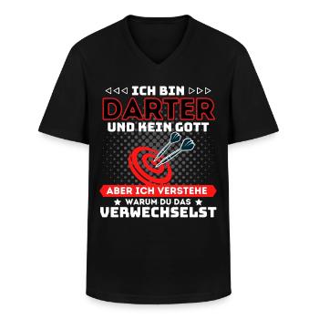 ICH BIN DARTSPIELER UND KEIN GOTT! DART DARTS - Männer-T-Shirt mit V-Ausschnitt - Schwarz - Vorne - AI Model Male 178 dark (178cm)