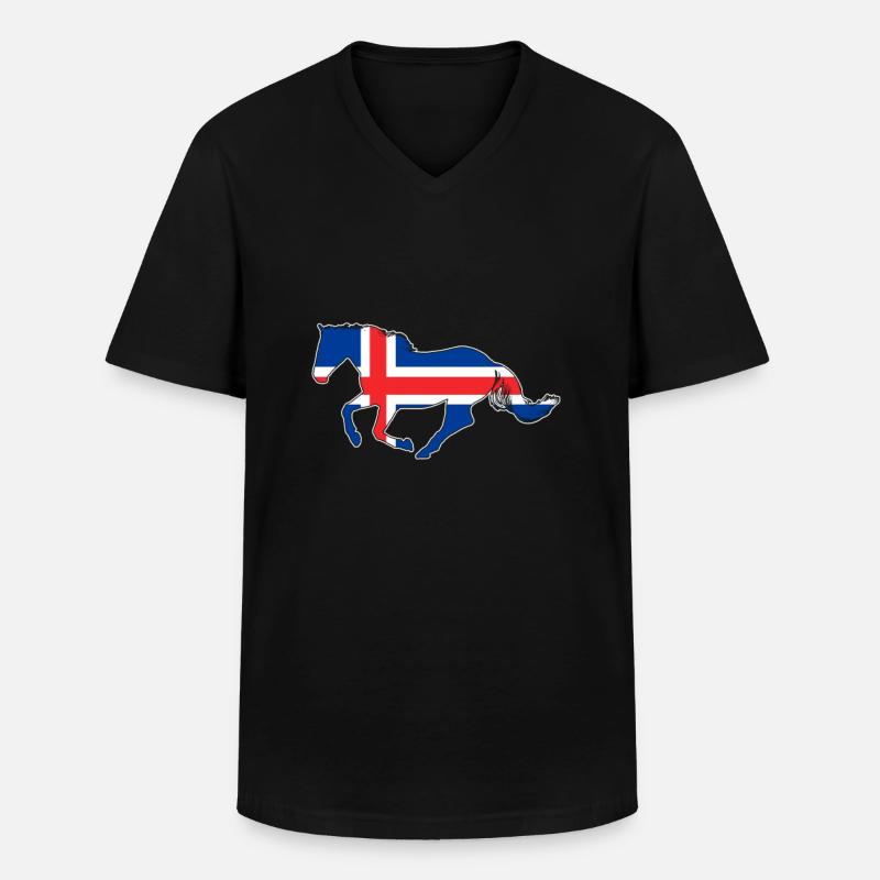 Islandpferd - Männer-T-Shirt mit V-Ausschnitt - Schwarz