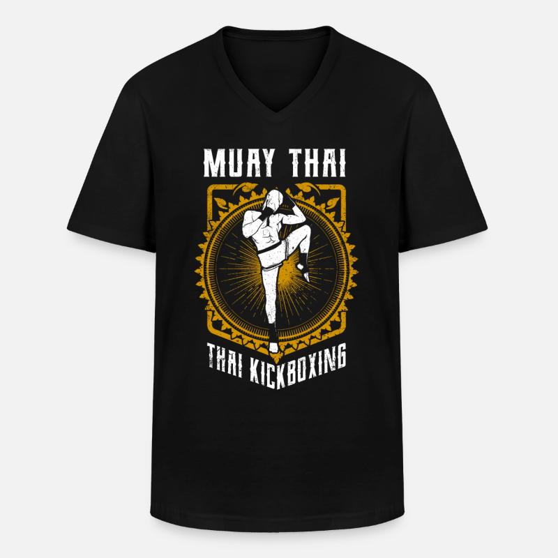 Muay Thai - Männer-T-Shirt mit V-Ausschnitt - Schwarz