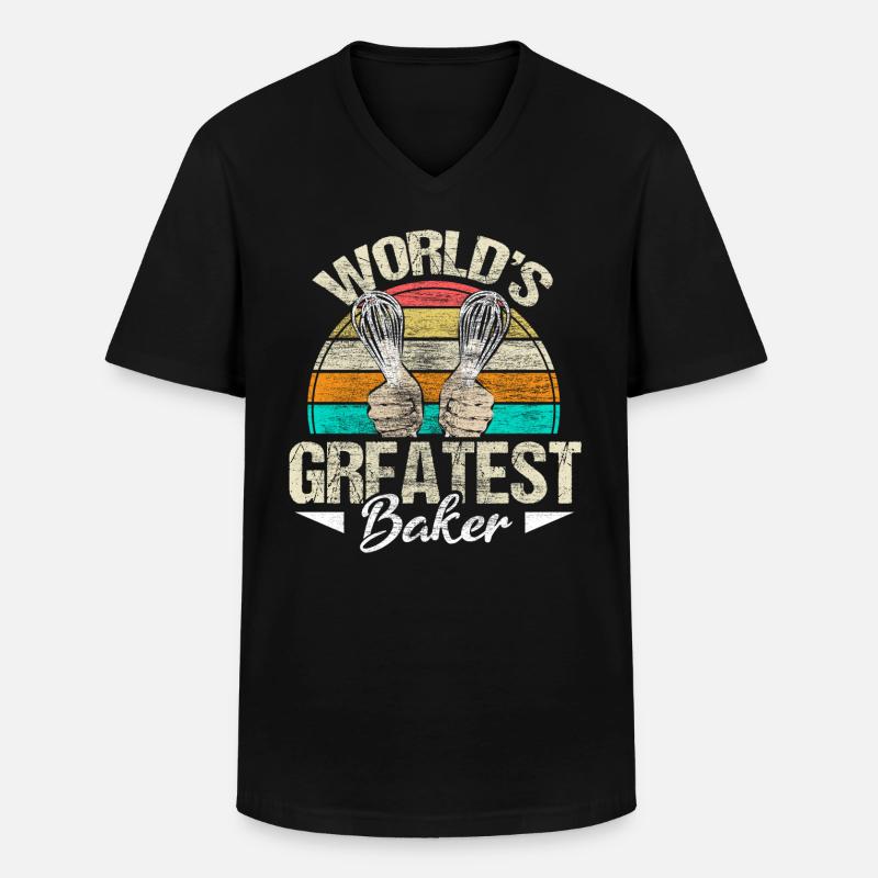 Backen Bäckerin Küche Geschenk - Männer-T-Shirt mit V-Ausschnitt - Schwarz