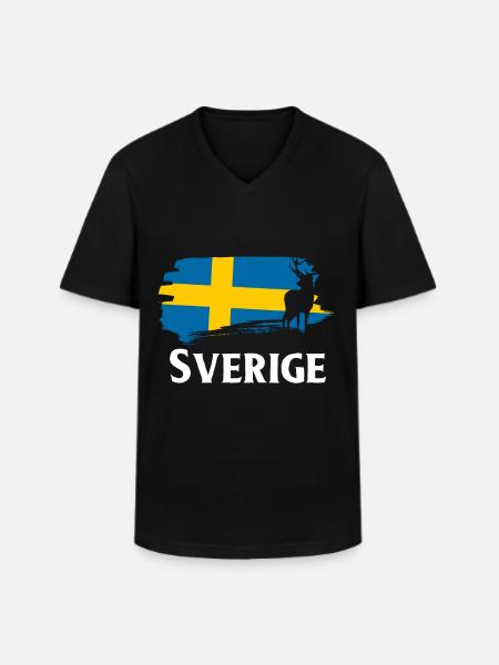 Suède Sverige Elch - T-shirt col V Homme - noir