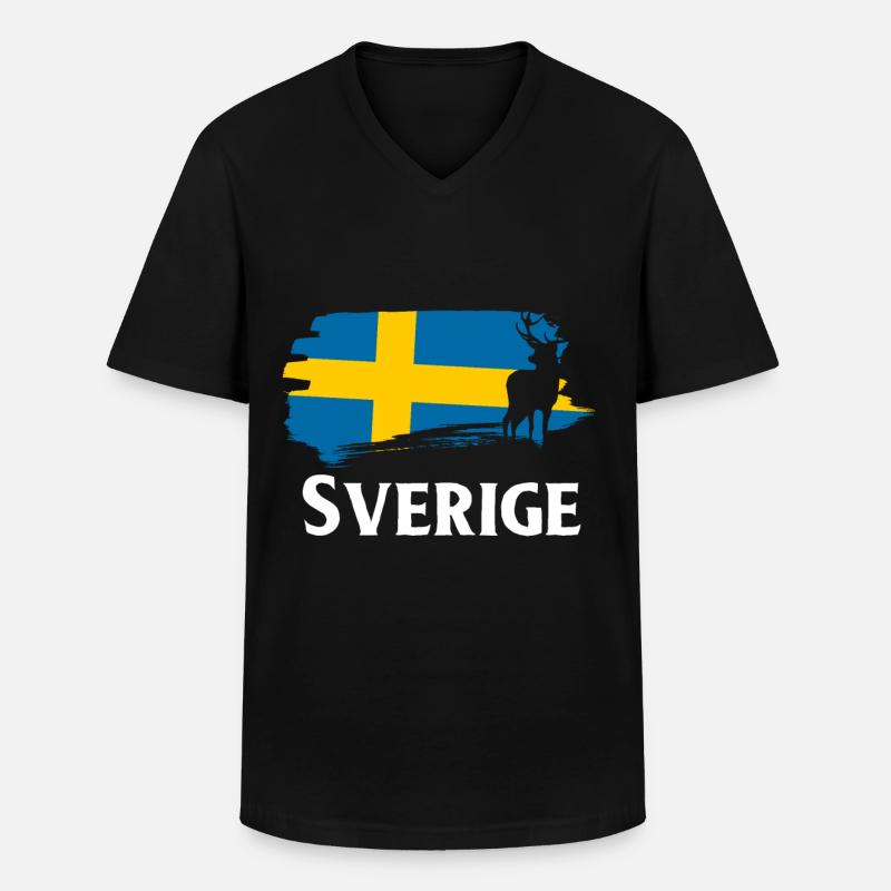 Schweden Sverige Elch - Männer-T-Shirt mit V-Ausschnitt - Schwarz