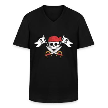 Pirates matelots pirates pirates navire bateau enfant - T-shirt col V Homme - noir - Devant - AI Model Male 178 dark (178cm)