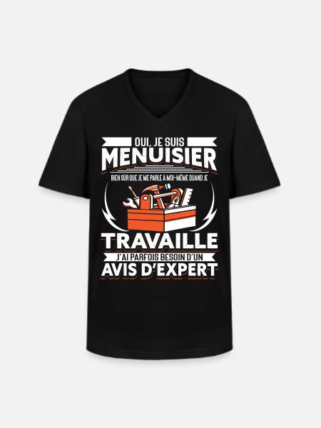 Menuisier Humour - T-shirt col V Homme - noir