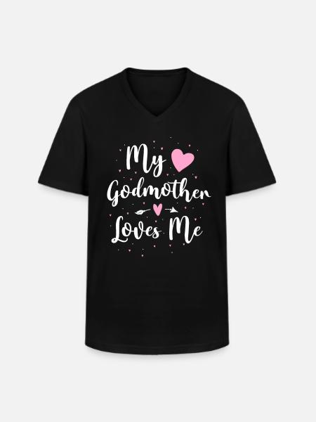 Min gudmor älskar mig - T-shirt med V-ringning herr - svart
