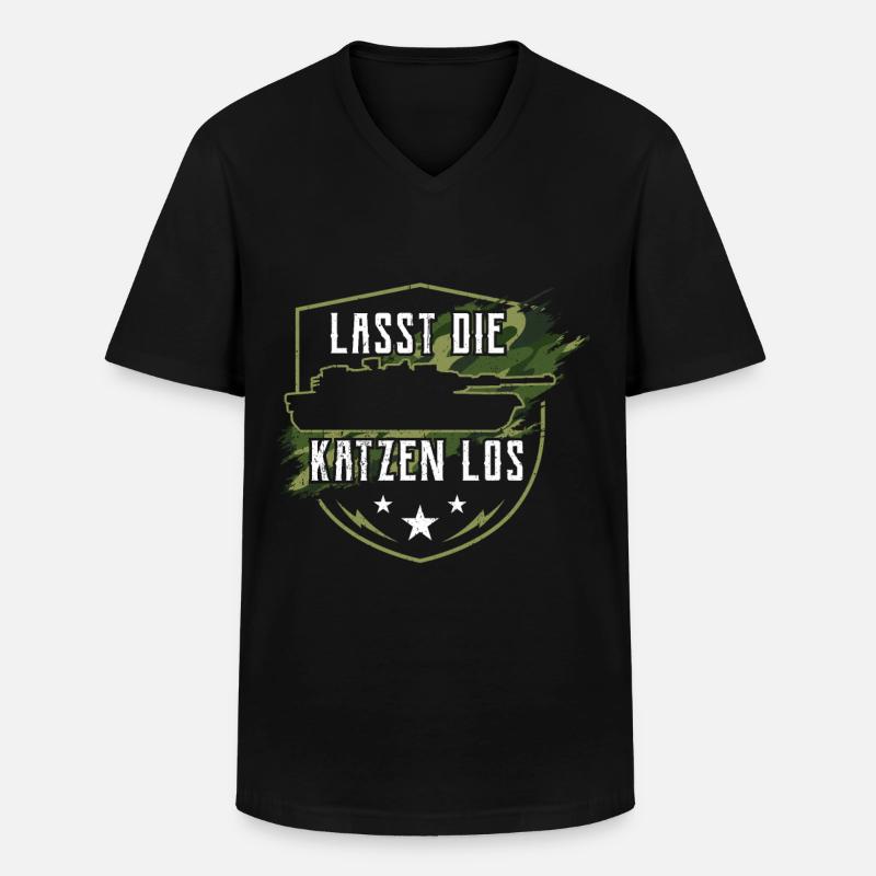 Panzer - Männer-T-Shirt mit V-Ausschnitt - Schwarz
