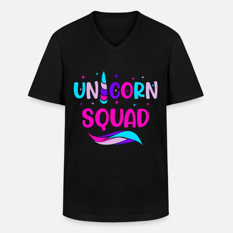 Einhorn Einhörner Gruppe - Männer-T-Shirt mit V-Ausschnitt - Schwarz