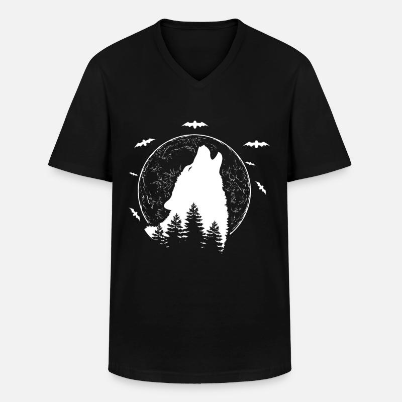 Wolf - Männer-T-Shirt mit V-Ausschnitt - Schwarz