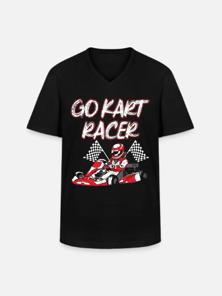 GoKart Racer Kartbahn Course - T-shirt col V Homme - noir