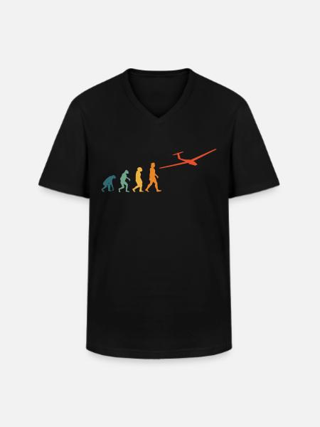Planeur Evolution Rétro Pilote - T-shirt col V Homme - noir
