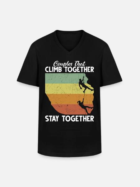 Rock Climbing Climber Retro - T-shirt col V Homme - noir