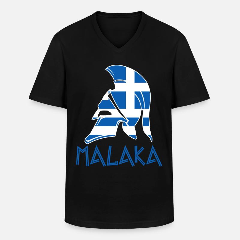 Malaka Grece Grece Drapeau Grec - T-shirt col V Homme - noir