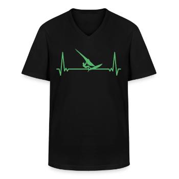 Windsurfen EKG Windsurfing Herzschlag Windsurfer - Männer-T-Shirt mit V-Ausschnitt - Schwarz - Vorne - AI Model Male 178 dark (178cm)