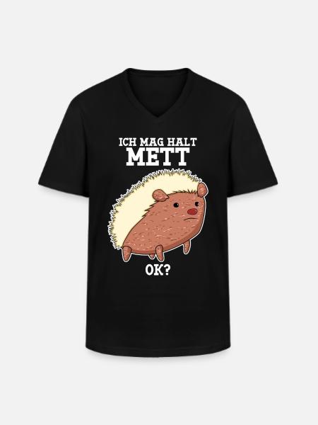 Mettigel Hackfleisch Ich mag Mett - Männer-T-Shirt mit V-Ausschnitt - Schwarz