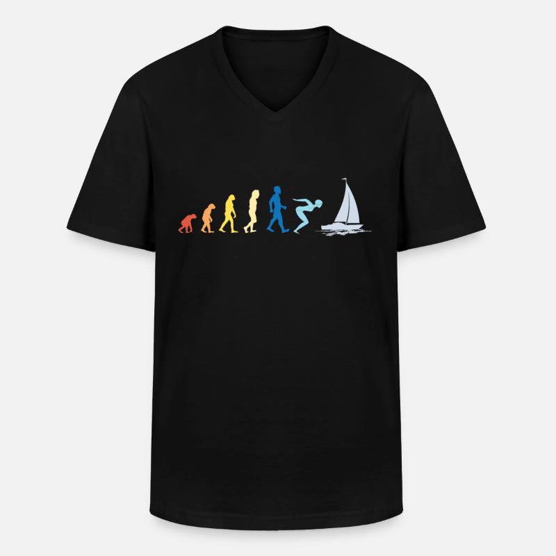 Sailing Sailboat Evolution - Men's V-Neck T-Shirt - black