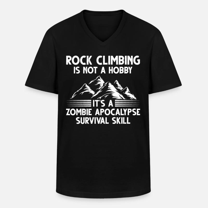 Rock Climbing Climber - Männer-T-Shirt mit V-Ausschnitt - Schwarz
