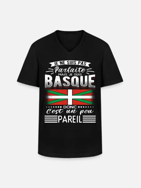 Pays Basque Homme Basque - T-shirt col V Homme - noir