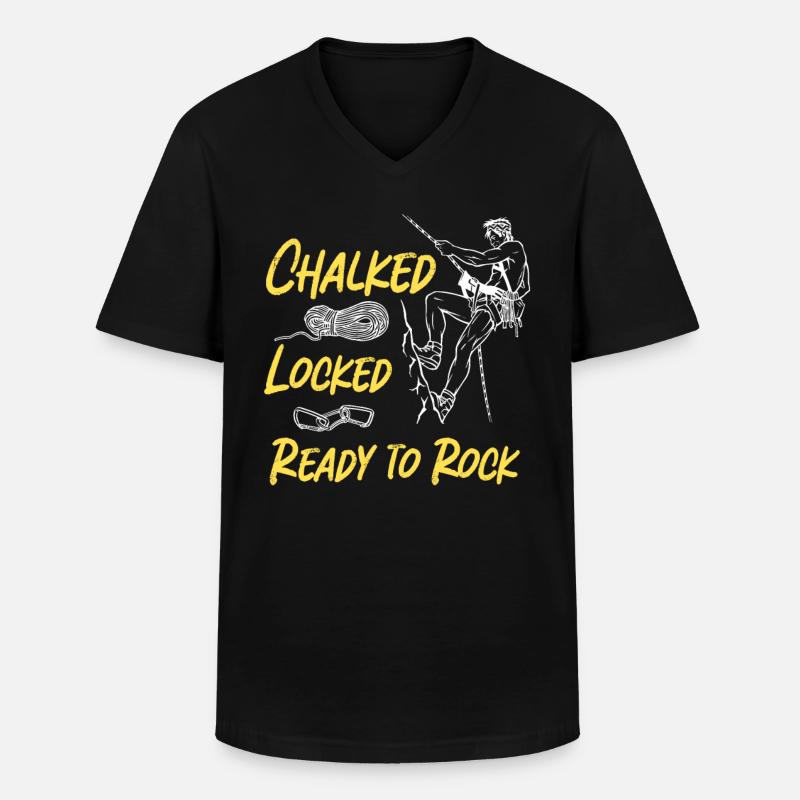 Rock Climbing Climber Chalked - Männer-T-Shirt mit V-Ausschnitt - Schwarz