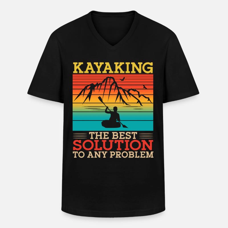 Kayaking The Best Solution Retro - Männer-T-Shirt mit V-Ausschnitt - Schwarz