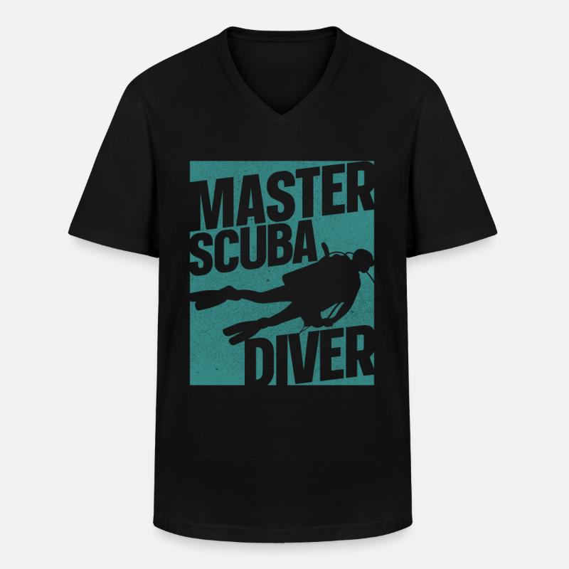 Diving Master Scuba Diver Down - T-shirt col V Homme - noir