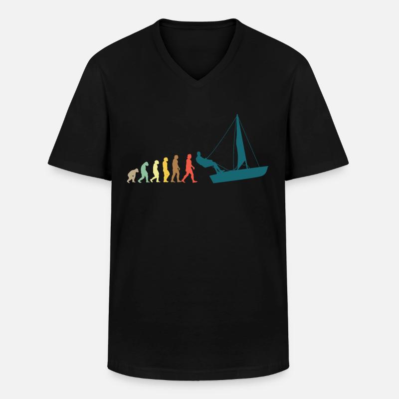 Sailing Sailboat Evolution - Männer-T-Shirt mit V-Ausschnitt - Schwarz