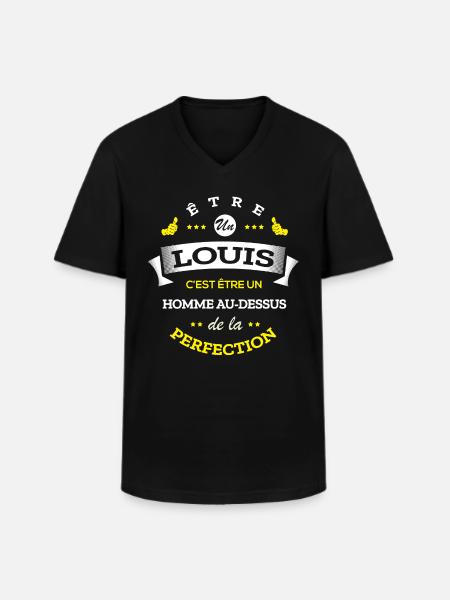 LOUIS PARFAT - NOM LOUIS - T-shirt col V Homme - noir
