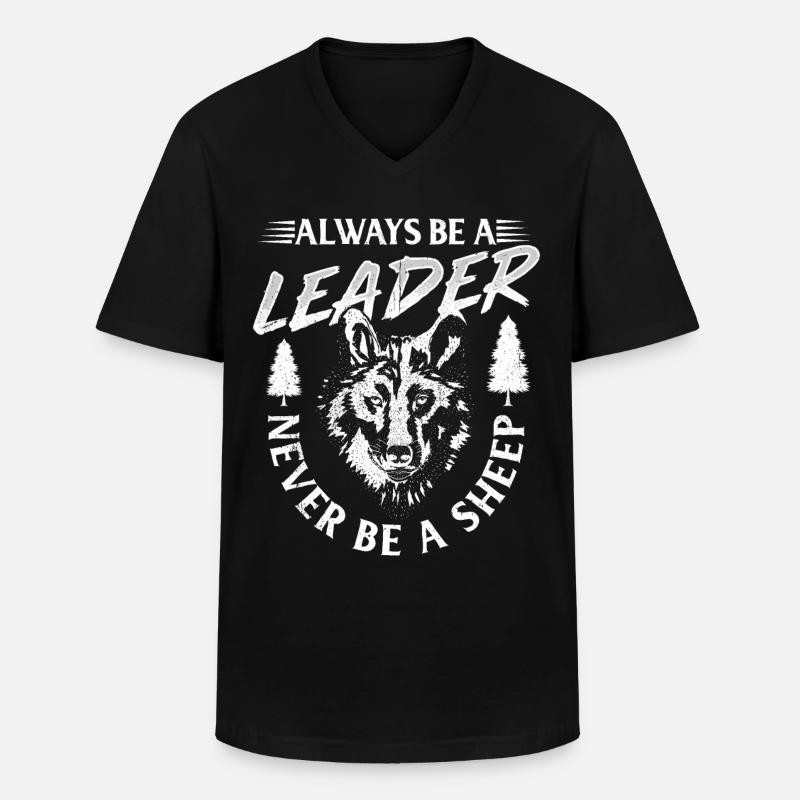 Wolf - Männer-T-Shirt mit V-Ausschnitt - Schwarz