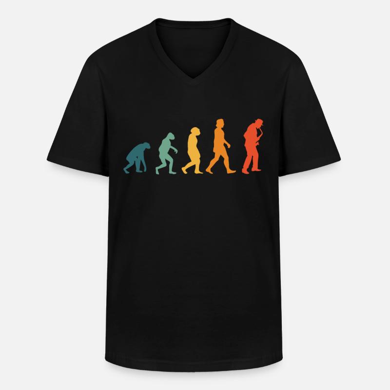Saxophone Evolution Rétro Saxophoniste - T-shirt col V Homme - noir