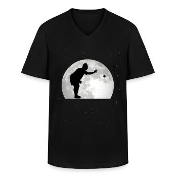 Boccia Mond Bocciaspieler Boule Petanque - Männer-T-Shirt mit V-Ausschnitt - Schwarz - Vorne - AI Model Male 178 dark (178cm)