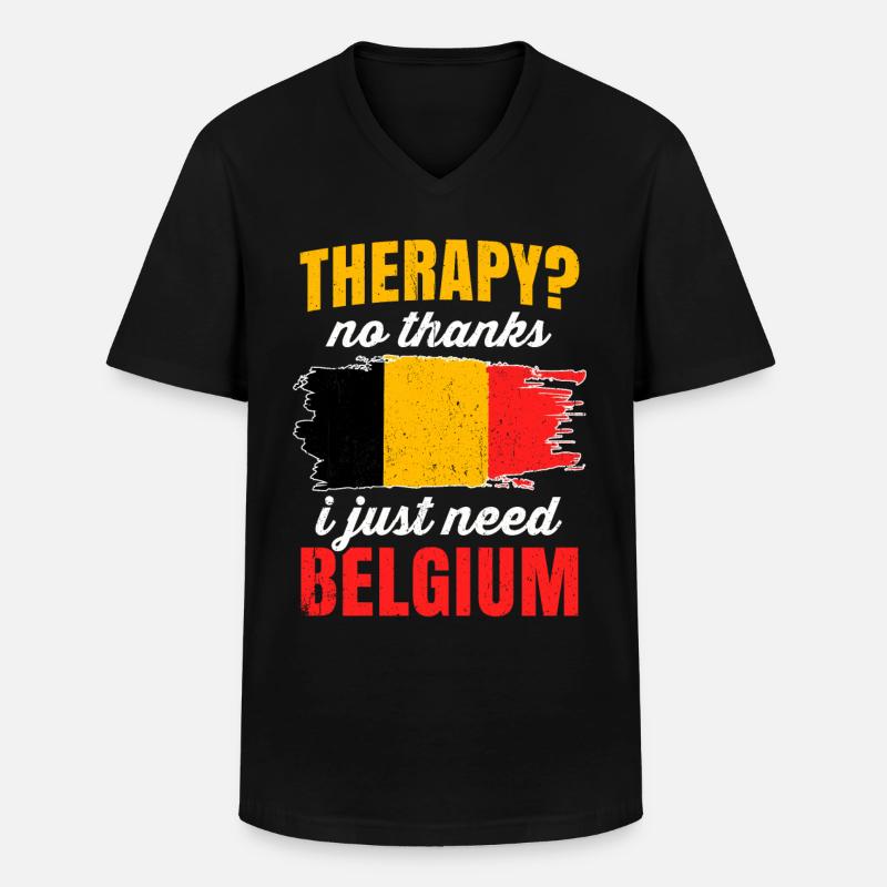Belgien - Männer-T-Shirt mit V-Ausschnitt - Schwarz