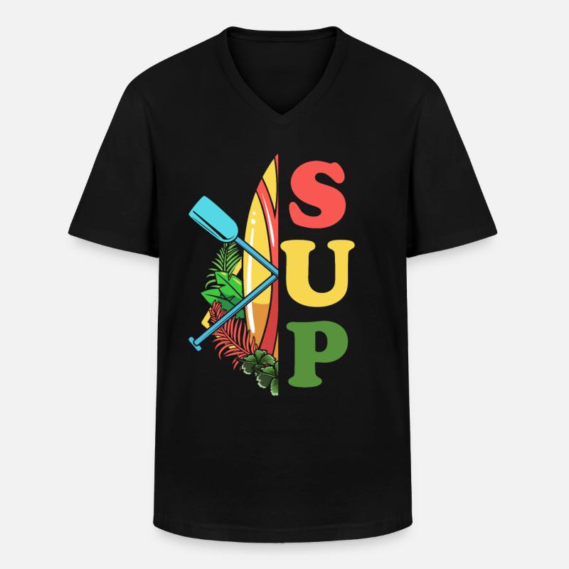 Stand Up Paddle - Männer-T-Shirt mit V-Ausschnitt - Schwarz