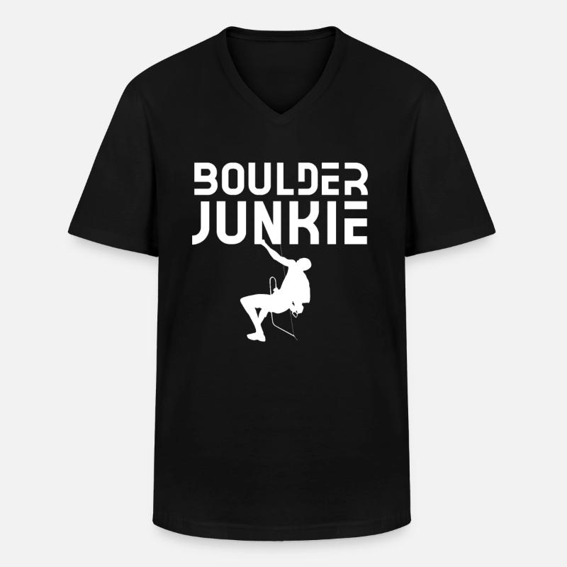 Boulder Junkie Boulderer Boulderer Bouldering - T-shirt col V Homme - noir