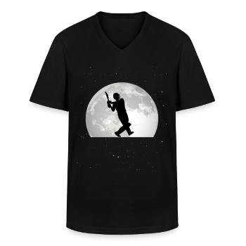 Cricket Moon Cricket Bats Cricketers - Men's V-Neck T-Shirt - black - Front - AI Model Male 178 dark (178cm)
