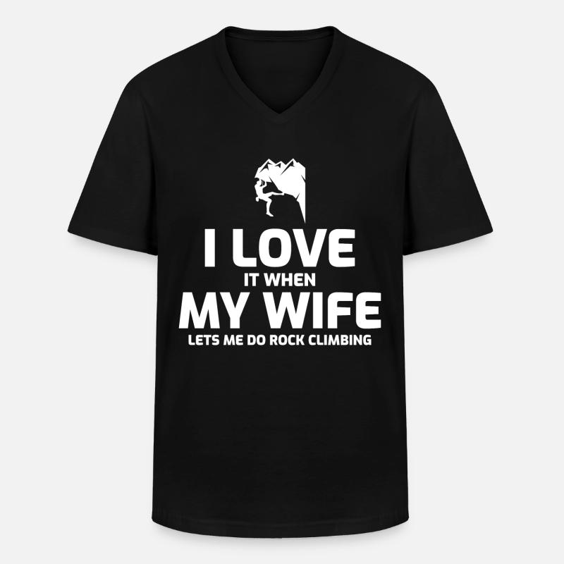 Klettern Bouldern Wandkletterer Ehemann - Männer-T-Shirt mit V-Ausschnitt - Schwarz