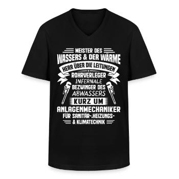 Heizungsbauer Heizungsbau Heizungsinstallateur - Männer-T-Shirt mit V-Ausschnitt - Schwarz - Vorne - AI Model Male 178 dark (178cm)