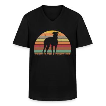 Greyhound Retro Britischer Windhund Vintage - Männer-T-Shirt mit V-Ausschnitt - Schwarz - Vorne - AI Model Male 178 dark (178cm)
