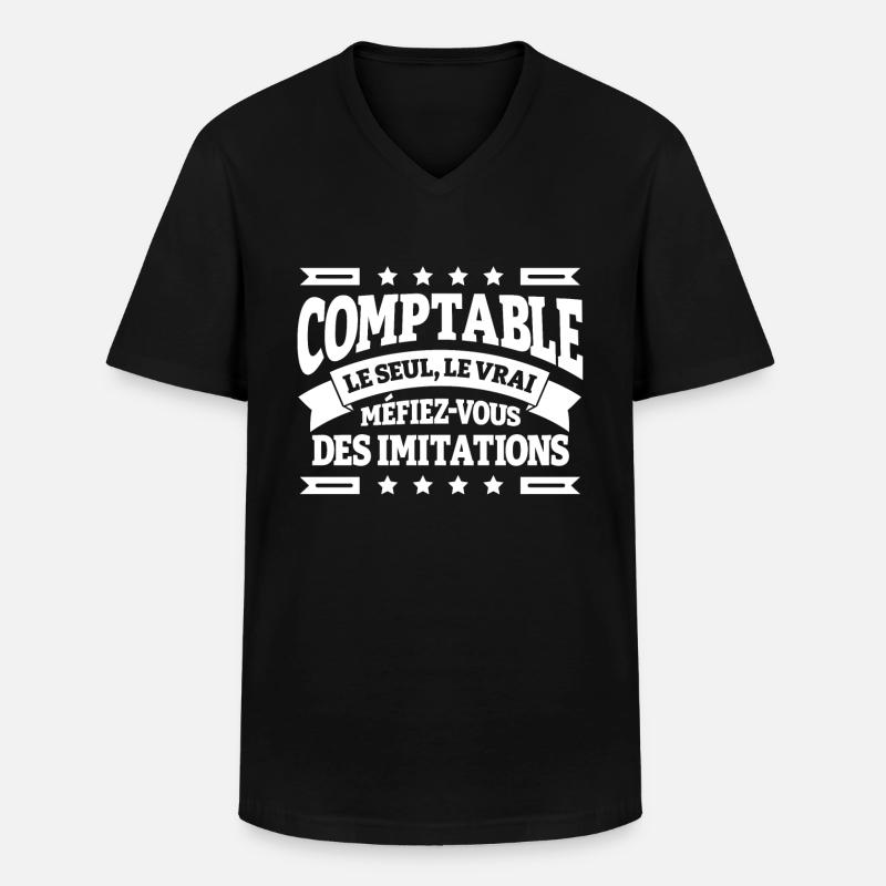 COMPTABLE LE SEUL LE VRAI - T-shirt col V Homme - noir
